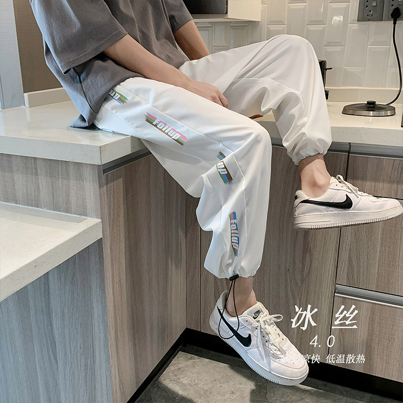 冰丝男裤子夏季韩版潮流束脚裤宽松薄款百搭ins休闲裤图片