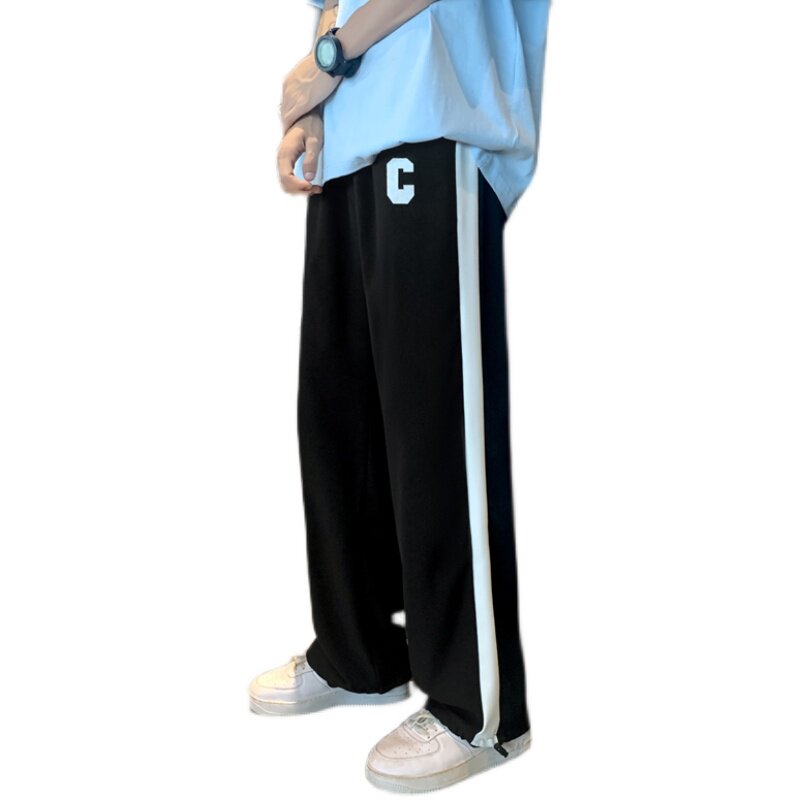 冰丝阔腿裤男夏季薄款直筒宽松美式hiphop裤子高街,女装休闲裤,星座308B-2