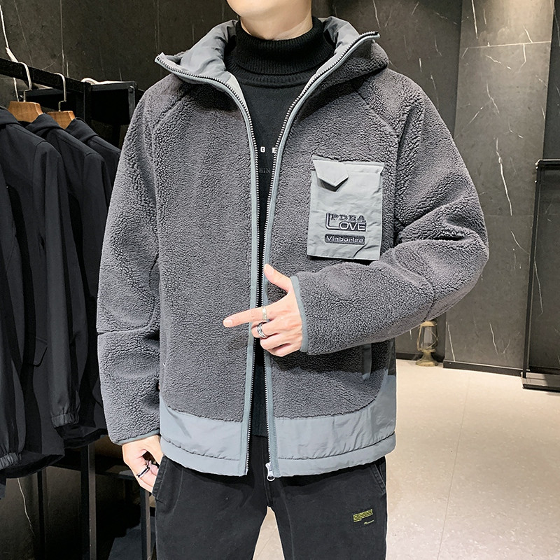 秋季羊羔毛加厚夹克男休闲连帽潮牌情侣外套MY012-P115图片
