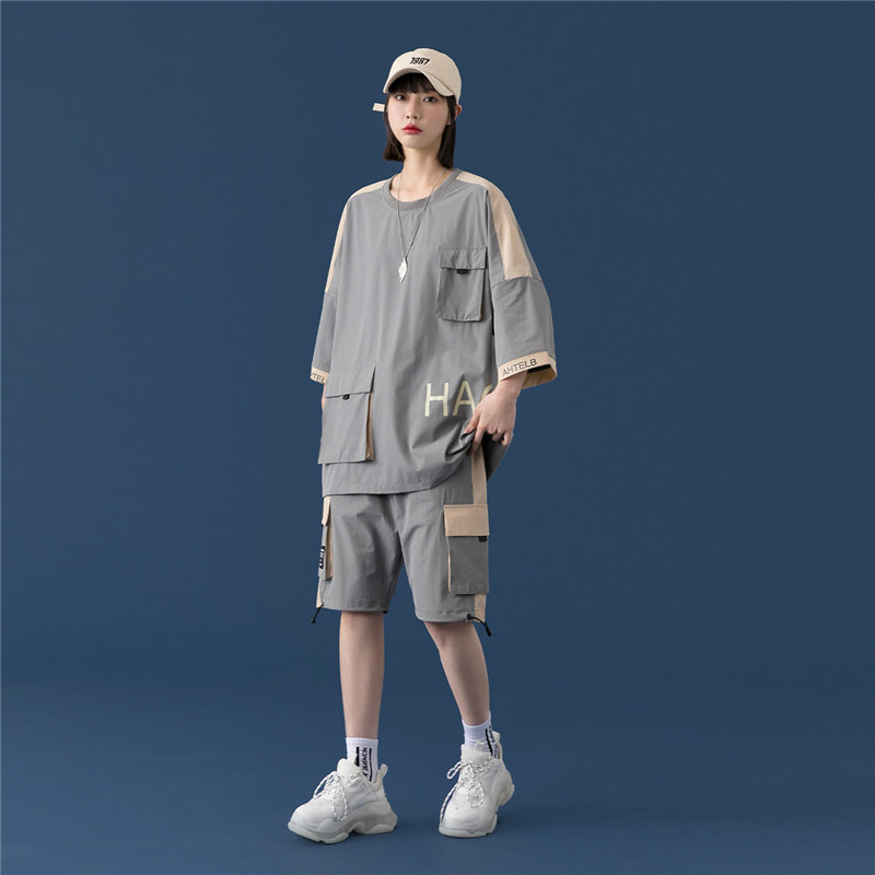短袖t恤男女情侣运动套装夏季2021年新款时尚休闲两件套TZ12-P88,女装运动套装,星座308B-2