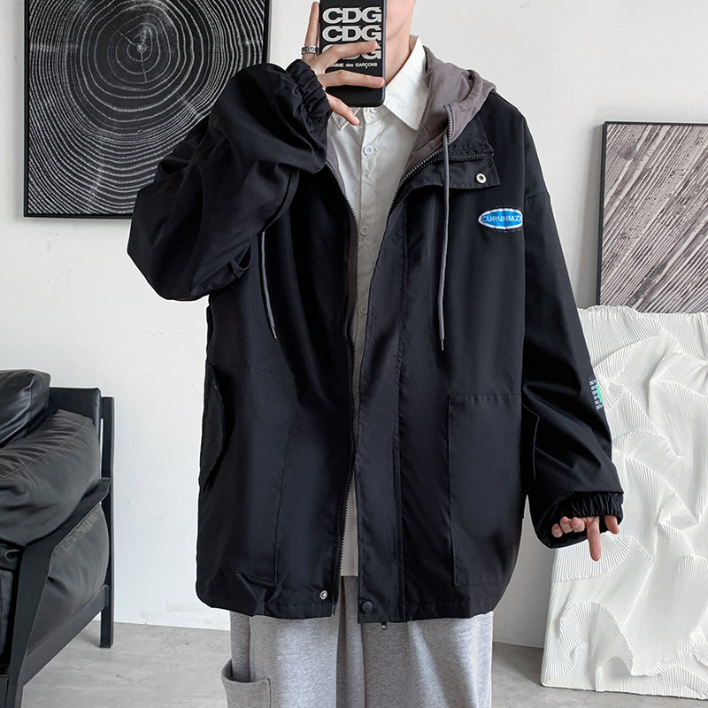 假两件外套男潮牌春秋季新款连帽棒球服休闲男装夹克JK0152-P55图片