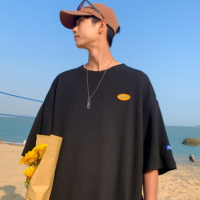 T60072港风ins短袖t恤男大码宽松慵懒风上衣夏季半袖衫T164,男装T恤,星座308B-2