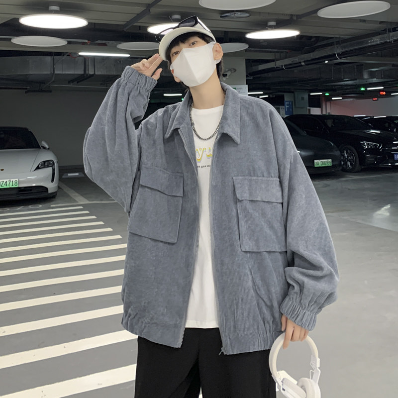 外套男2023年新款短款灯芯绒棒球服日系工装上衣百搭JK0248-P60图片