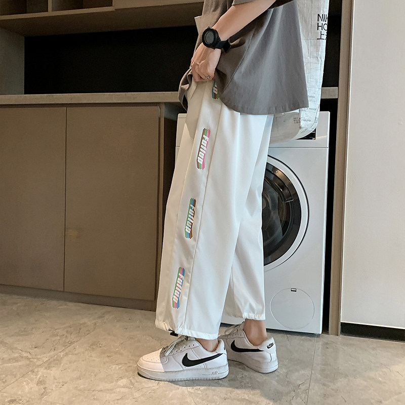 冰丝裤男2021夏季薄款宽松韩版潮流ins九分束脚休闲裤,男装休闲裤,星座308B-2