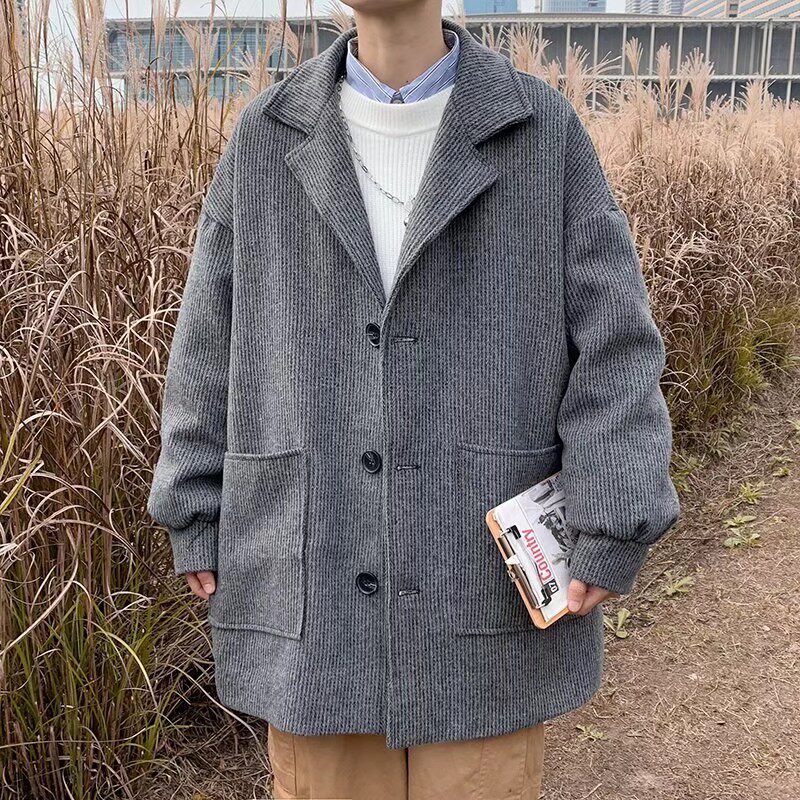风衣男中长款2021新款秋冬灯芯绒大衣外套毛呢外套JK02021-P70,男装毛呢大衣,星座308B-2