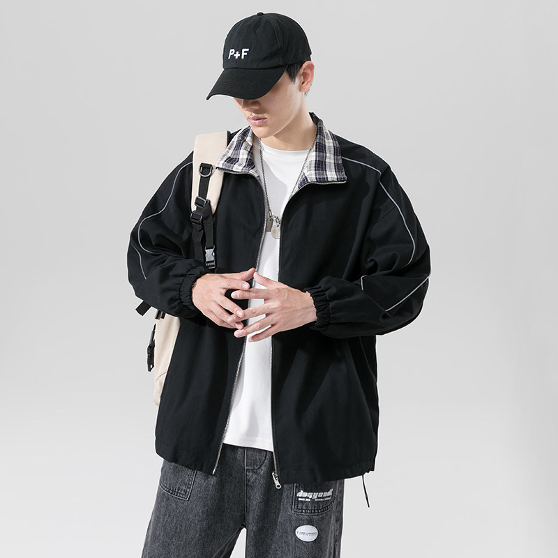 2023新款两面穿薄款外套男潮流ins风衣秋款韩版宽松夹克JK35-P50,男装夹克,星座308B-2