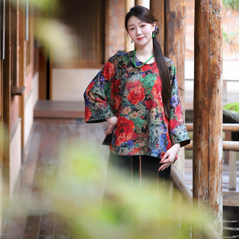 丹红真丝香云纱古法手工短外套