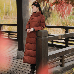 外套立领冬 长袖 花间梦事 重缎真丝香云纱羽绒服95白鹅绒加厚中式