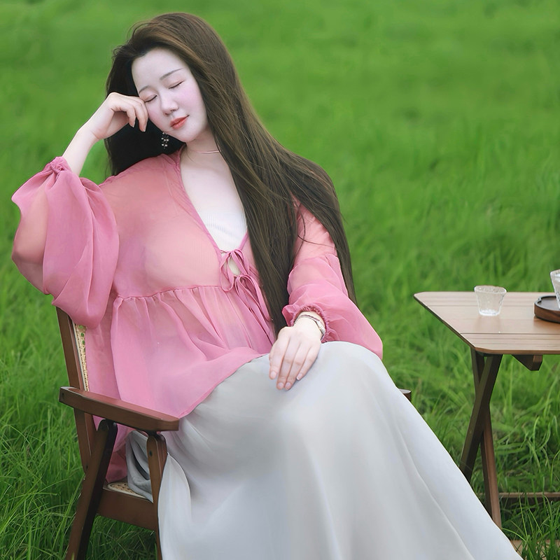柑香素染 云翩顺纡真丝上衣桑蚕丝防晒罩衫夏新中式国风衬衫答谢