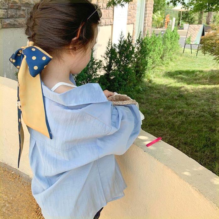 여아 여름 셔츠 자외선 차단 가디건 아동용 한식 라펠 셔츠 작은 재킷 가벼운 봄 여름 의류