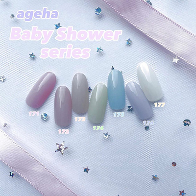 日本ageha光疗甲油胶当季新款babyshower系列透色罐装胶171~177