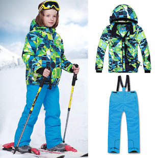 保暖两件套防水女童冲锋防风跨境PHIBEE菲比小象儿童滑雪服套装 男