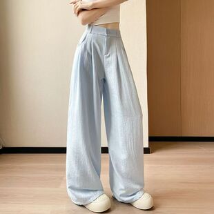 宽松显瘦休闲慵懒感奶芙山本裤 阔腿西装 薄款 女夏季 直筒高腰 裤