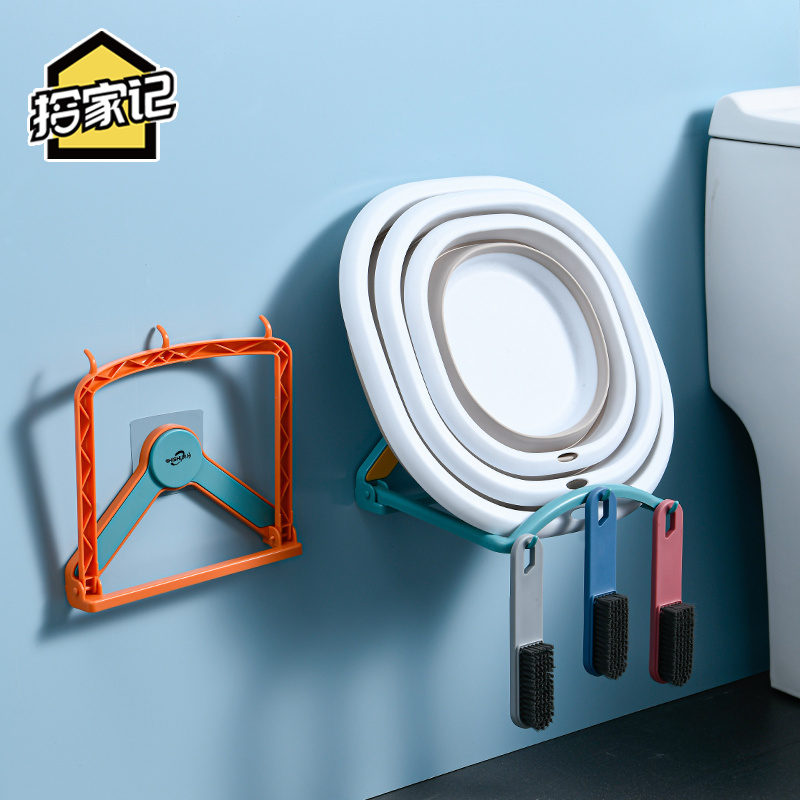 可折叠壁挂免打孔厕所收纳脸盆架