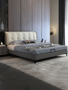 意式 轻奢科技布床现代简约主卧双人床小户型软靠包卧室北欧布艺床