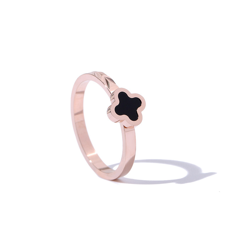 JAPANESE AND KOREAN TRENDY PERSONALITY INDEX FINGER RING TITANIUM STEEL PLATED 18K ROSE GOLD RING RING ATMOSPHERIC TIDE BRAND NET RED FOREST SYSTEM INS