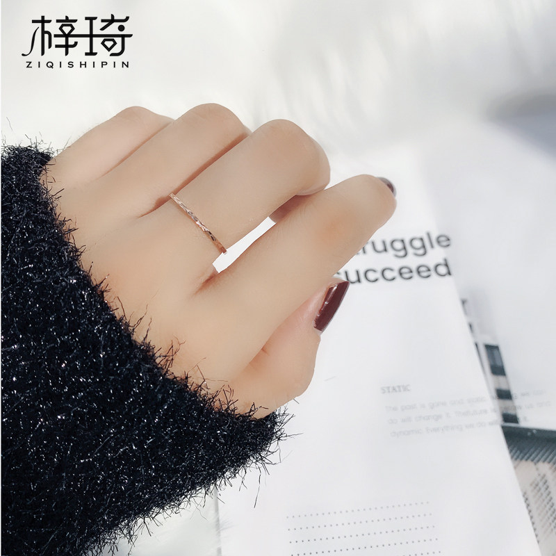 JAPANESE AND KOREAN PERSONALITY TRENDY SIMPLE THIN INDEX FINGER RING FEMALE TITANIUM STEEL PLATED 18K ROSE GOLD TAIL JOINT RING