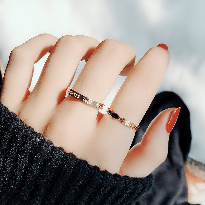 COLD WIND TITANIUM STEEL INDEX FINGER RING RING WOMENS BLACK FASHION THIN RING JAPANESE AND KOREAN PERSONALITY HIPSTERS INS INTERNET CELEBRITIES STUDENTS