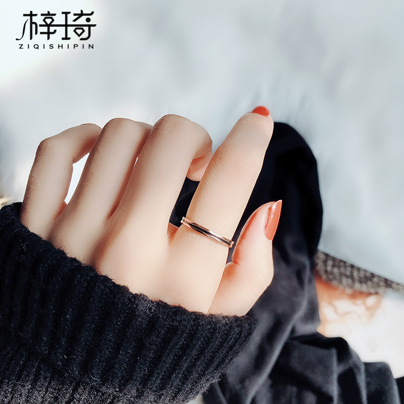 COLD WIND TITANIUM STEEL INDEX FINGER RING RING FEMALE INS PERSONALITY TIDE NET RED FINE KOREAN VERSION OF THE SIMPLE STUDENT RETRO FASHION