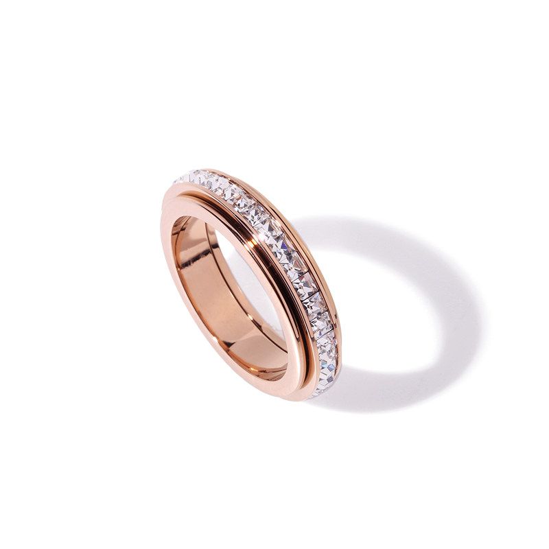 ROTATABLE  JAPANESE AND KOREAN PERSONALITY HIPSTER RINGS TITANIUM STEEL ROSE GOLD INDEX FINGER RINGS INTERNET CELEBRITIES SIMPLE STUDENT TEMPERAMENT TRENDY BRANDS
