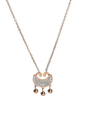 梓琦钛钢镀18k玫瑰金网红长命锁