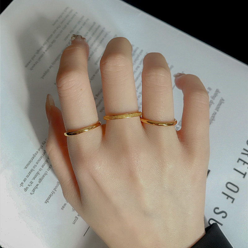 SANSHENG III INDEX FINGER RING FEMALE TITANIUM STEEL 18K GOLD SMALL RING INS COLD WIND NET RED FASHION PERSONALITY TREND