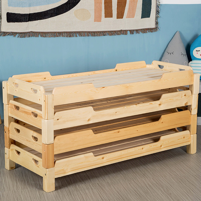 幼儿园实木床托管午休床推拉抽屉式上下床小学生多功能伸缩移动床