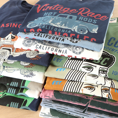 舒服多色磨毛复古港风男女t恤