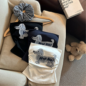 小狗刺绣吊带背心女带胸垫泰式 辣妹一字肩抹胸上衣夏裹胸外穿绝美