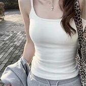 百搭美背无袖 白色吊带背心女带胸垫外穿夏季 2025新款 打底内搭上衣