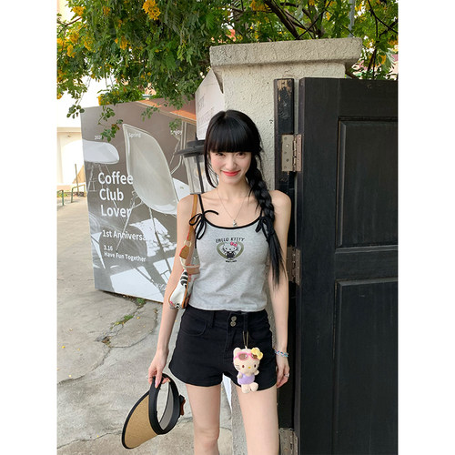 纯欲Kitty猫咪吊带背心带胸垫