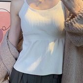 春夏显瘦打底吊带内搭外穿美背文胸一体防走光白色长款 百搭上衣女