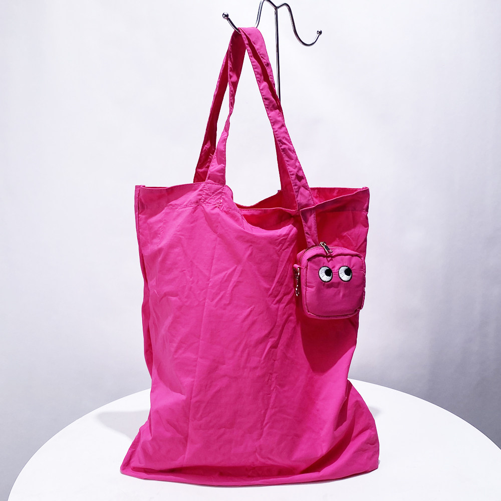 折叠收纳袋小众设计托特包环保购物袋2024新款个性刺绣大容量肩包