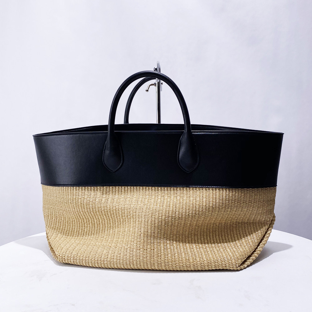 真皮草编包欧美复古大容量托特包2024新款显气质型通勤手腕手提袋