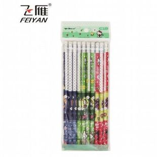 飞雁袋装铅笔卡通动物图案铅笔幼儿园学生书写铅笔HB圆杆木制铅笔