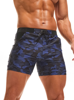 TADDLEE男士迷彩泳裤速干防尴尬平角专业训练游泳沙滩短裤