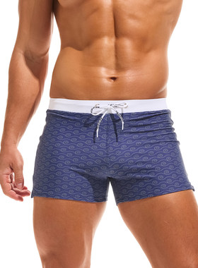 TADDLEE男士平角泳裤印花速干透气温泉沙滩大码防尴尬游泳裤