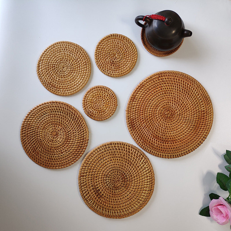 越南藤编杯垫茶具茶几餐桌垫茶道隔热垫书桌防烫滑茶壶托碗垫锅垫,餐饮具,餐垫,淘宝优惠券,粉丝福利购,淘宝优惠卷