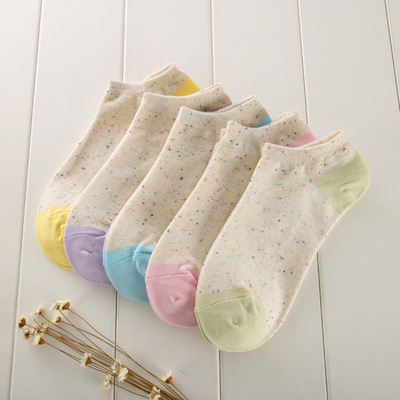 
                        5双纯棉运动船袜女袜子防臭吸汗