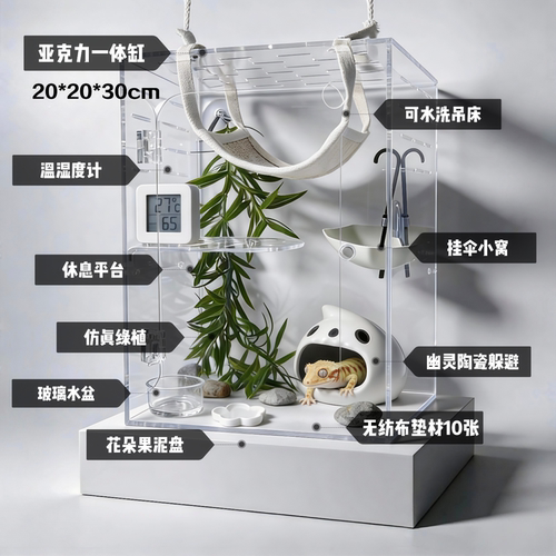 睫角守宫高透亚克力造景饲养箱