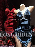 【 Belmod 】 Red velvet adjustable high slit to cover the lower abdomen and make one look slimmer sleeping dress thumbnail 8
