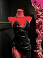 【 Belmod 】 Red velvet adjustable high slit to cover the lower abdomen and make one look slimmer sleeping dress thumbnail 4