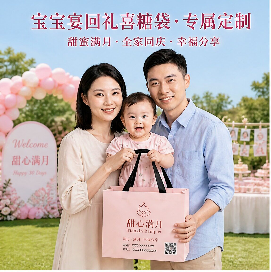 加厚纸袋手提袋定制可爱满月宝宝宴礼品袋精致伴手礼包装袋子X326