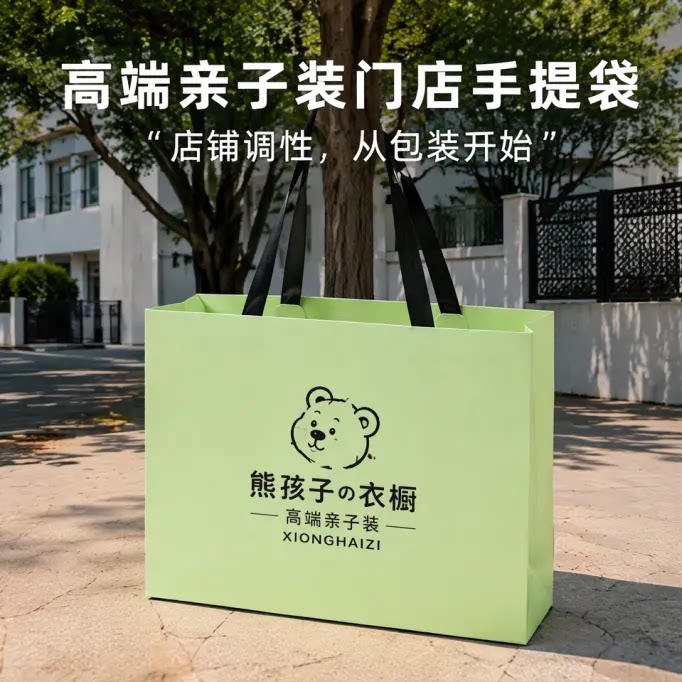 高端服装店手提袋定制可爱亲子装礼品袋环保加厚衣服纸袋包装X229