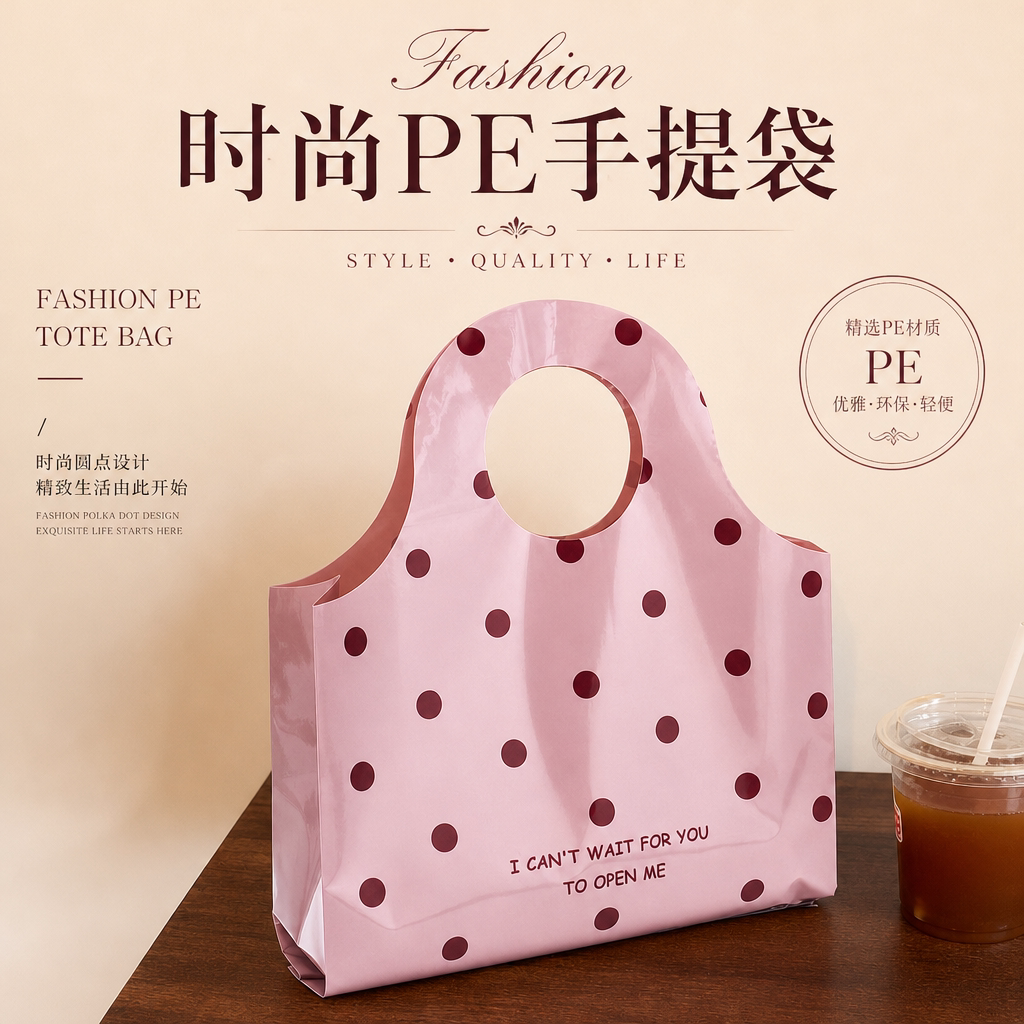 新款服装店手提袋PE礼品店包装粉色ins清新秋冬购物袋塑料个性L13