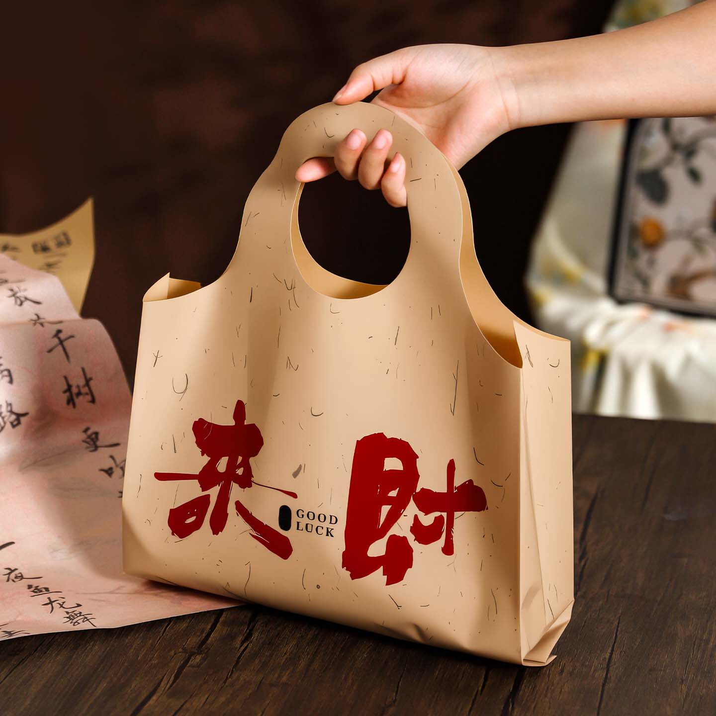 结婚手提袋节日伴手礼袋来财包装袋红色礼品袋喜糖喜庆购物袋Y260