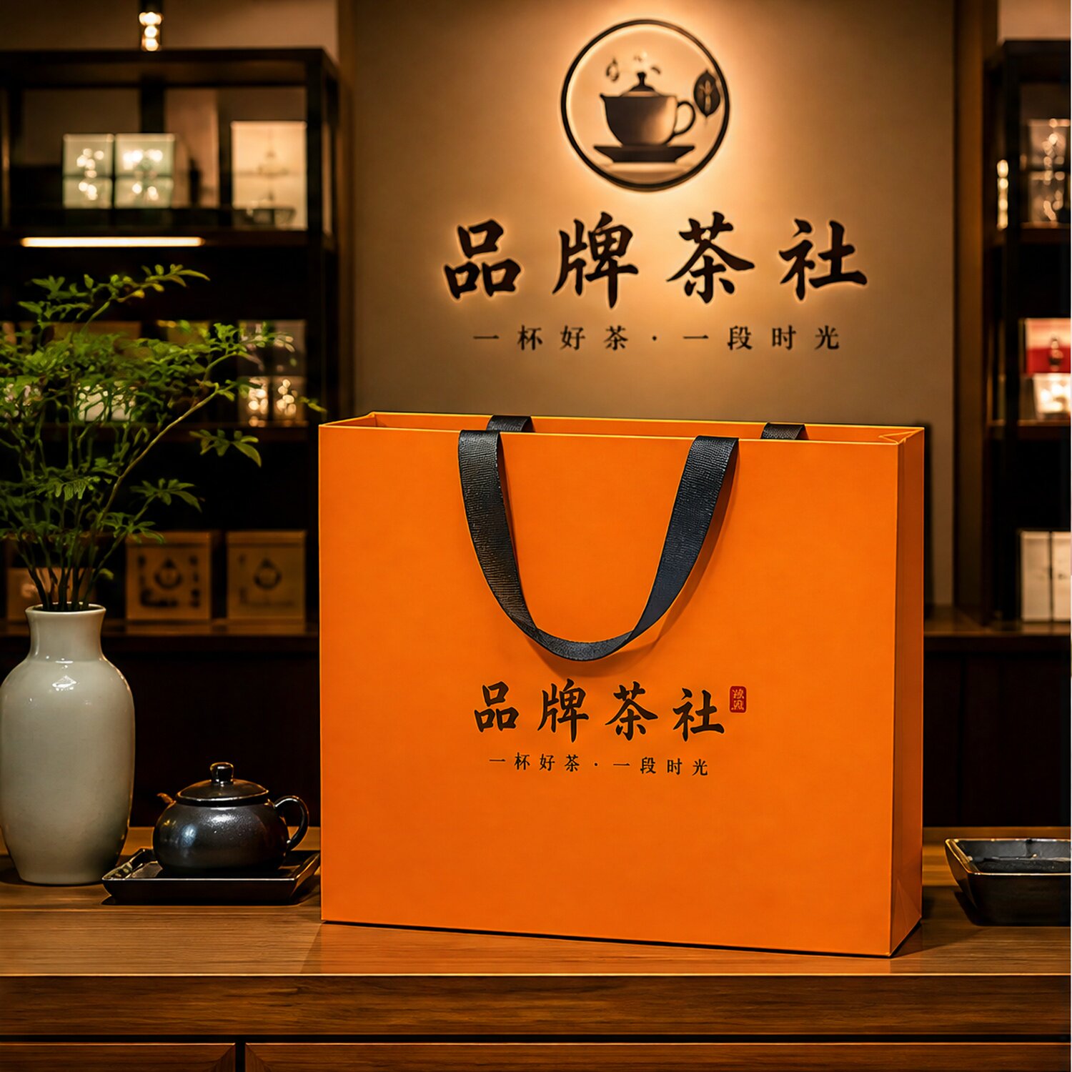 品牌茶舍手提袋定制纸袋茶叶礼盒礼品袋大容量商务伴手礼袋子X304