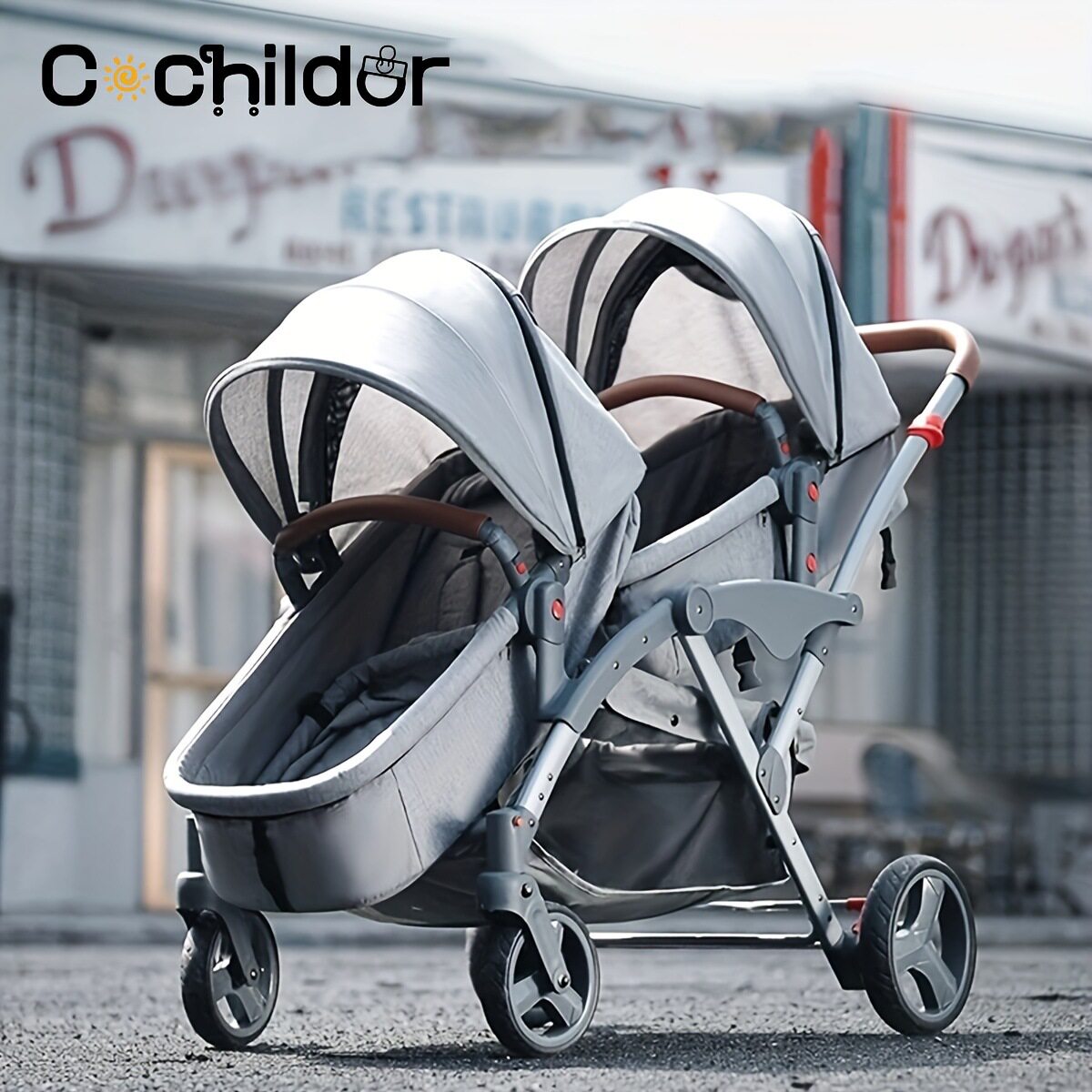 吉宝宝多功能双胞胎婴儿手推车轻便折叠可坐可躺户外遛娃手推车