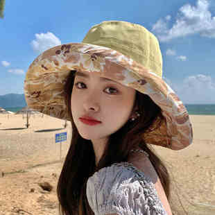 网红双面渔夫帽女夏季韩版遮脸大帽檐遮阳帽防晒防紫外线太阳帽子
