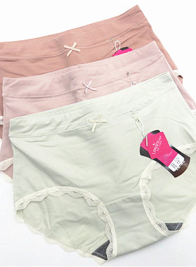 3条包邮花仙子21731中腰平角纯棉蕾丝边简约吸汗石墨烯抗菌女内裤